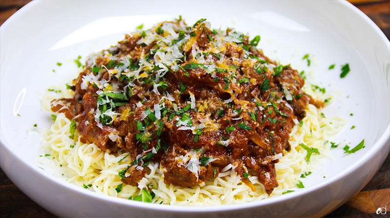 Keto Spaghetti with Mushroom and Basil Meat Sauce