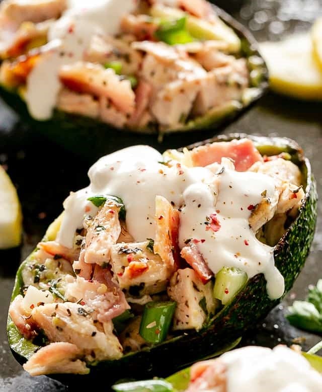 Stuffed Avocados with Chicken Bacon Salad
