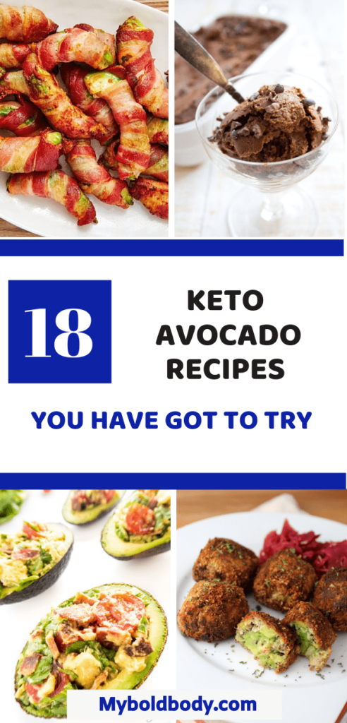Enjoy these 18 amazingly yummy keto avocado recipes to help you burn fat on the ketogenic diet. These healthy low carb avocado recipes are easy to make and perfect for a keto dinner, lunch, snack, breakfast or even dessert. #keto #lowcarb #ketoavocado #avocadorecipes #ketolunch #lowcarbsnacks #ketodessert