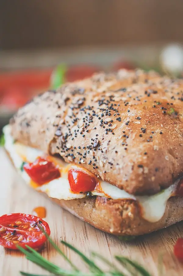 Egg White Breakfast Sandwich With Roasted Tomatoes