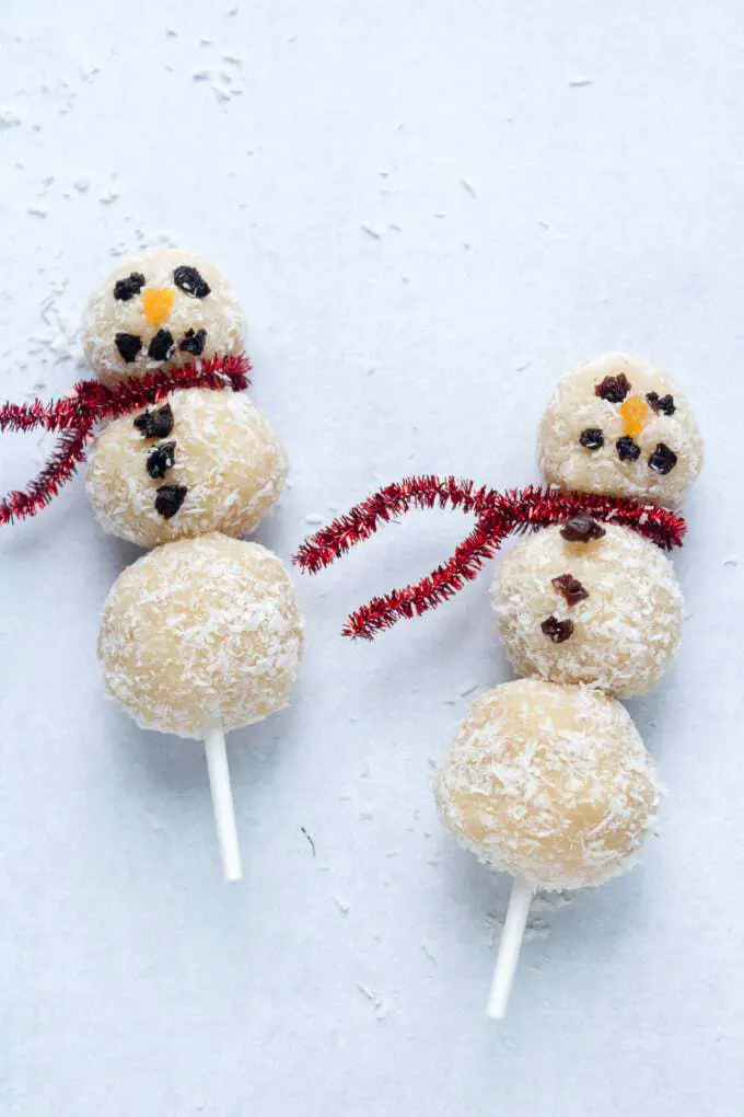 Almond Coconut Bliss Ball Snowmen