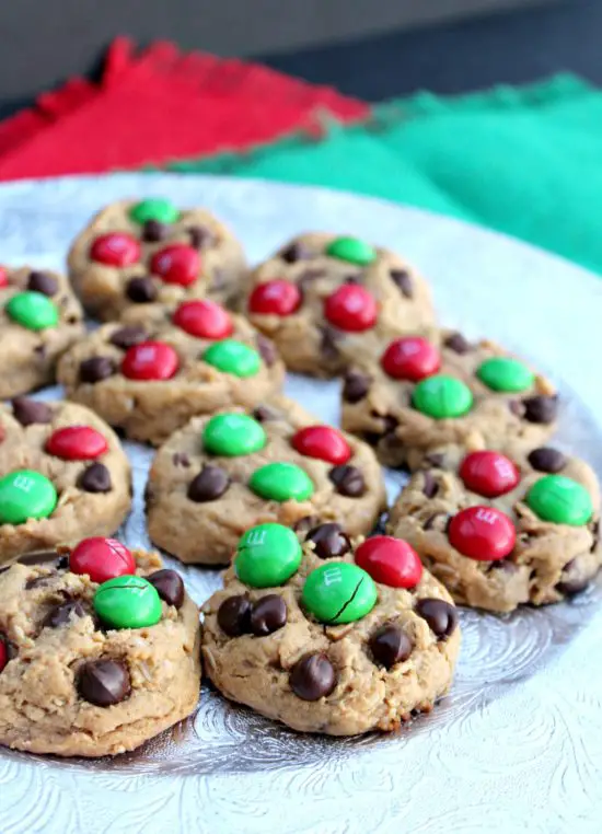 Healthier Peanut Butter M&M Christmas Cookies