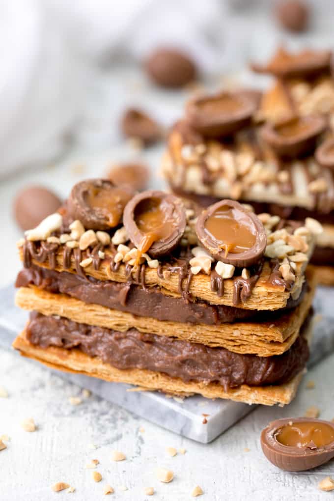 Chocolate Caramel Egg Mille Feuille