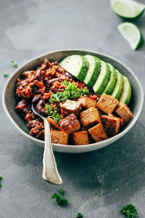 Enchilada Power Bowls with Spicy Tofu