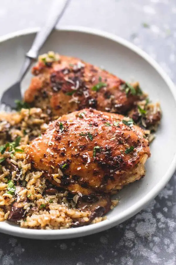 Parmesan Chicken and Rice with Mushrooms