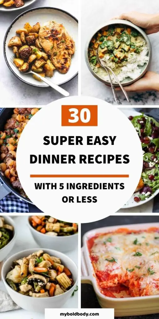 Here are 30 super easy and delicious dinner recipes you can make with just 5 ingredients or less. These easy and yummy dinner recipes with 5 ingredient or less are full of flavor, and just so good. Enjoy the best of delicious few ingredient dinners. #dinner #dinnerrecipes #easydinner