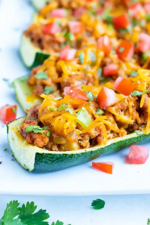Mexican Taco Stuffed Zucchini Boats