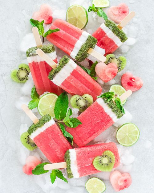 Watermelon Popsicles with Mint and Coconut