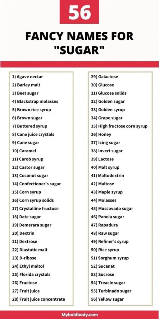 fancy names for sugar 