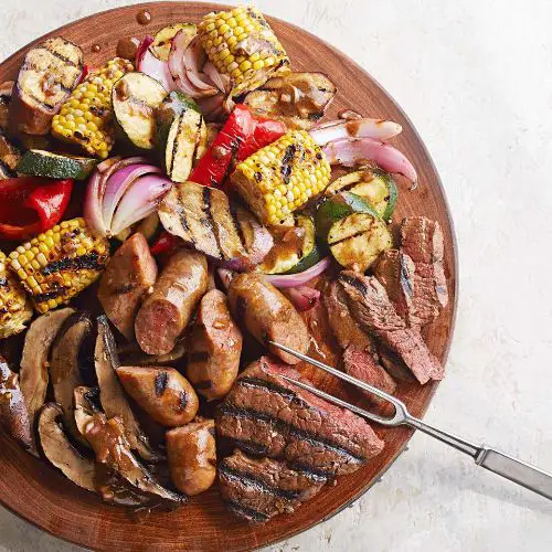 Mixed Grill with Balsamic-Mustard Vegetables