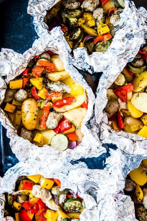 Super Easy Potato and Sausage Foil Packets
