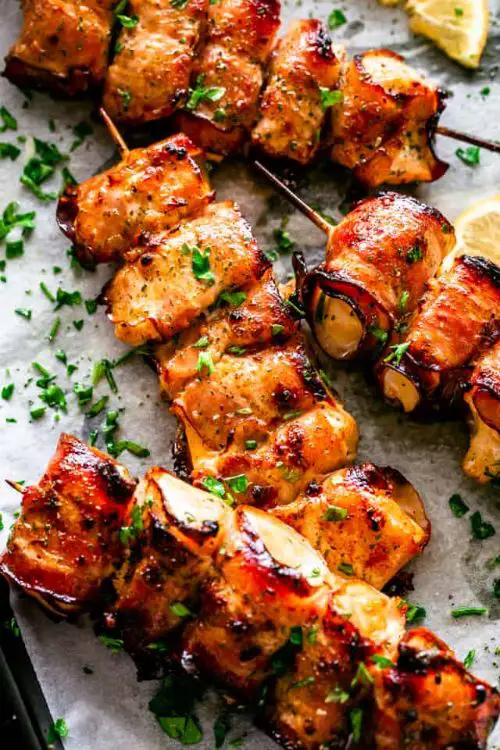 Bacon Wrapped Chicken Skewers