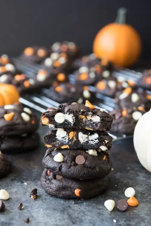 Dark Chocolate Halloween Chip Cookies