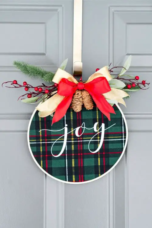 Joy Embroidery Hoop Christmas Wreath