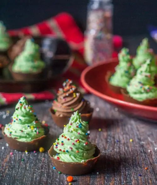 Chocolate Christmas Tree Mousse Cups