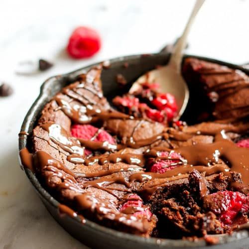 Paleo Almond Flour Brownies with Raspberries for Two