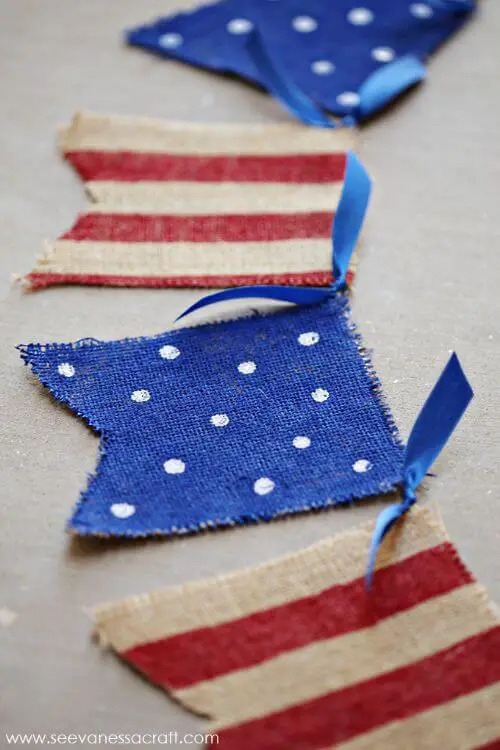 4th of July Painted Burlap Banner