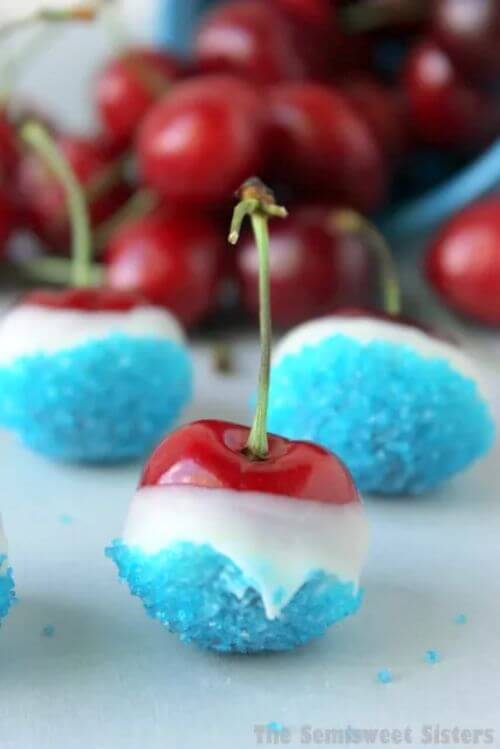 Red White And Blue Dipped Cherries