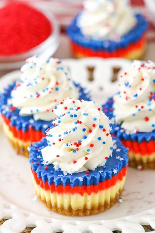 Red, White and Blue Mini Cheesecakes