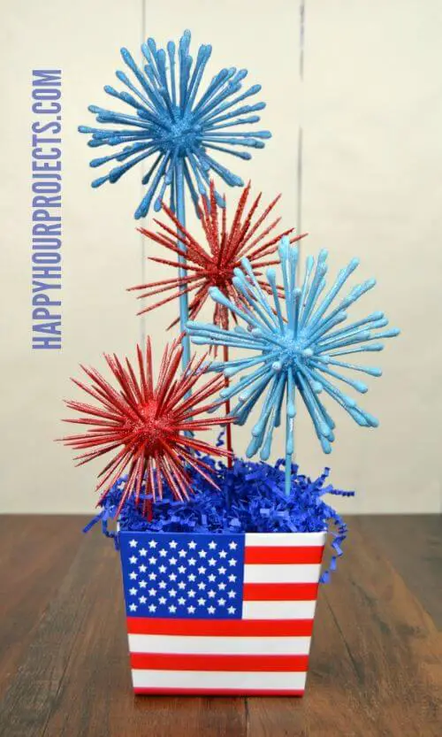 Faux Fireworks Patriotic Centerpiece