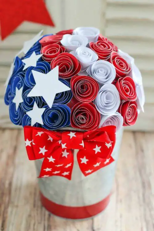 Red, White and Blue Paper Flower Centerpiece