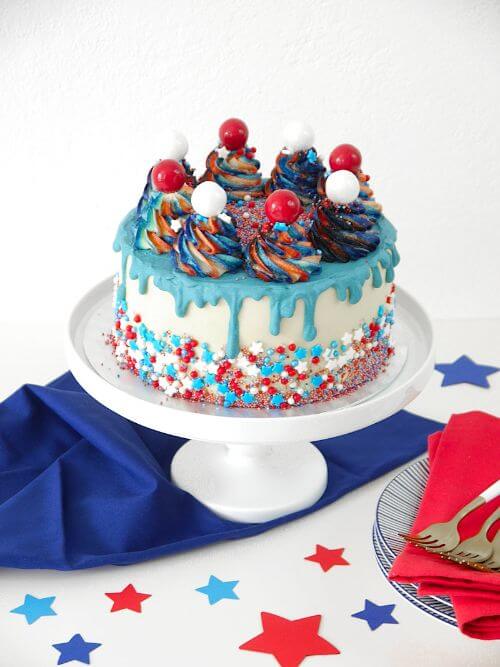 Red, White and Blue 4th of July Layer Cake