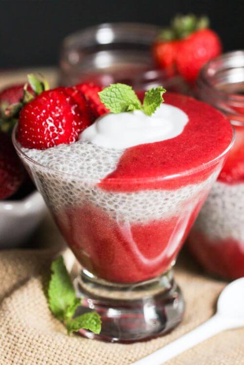 Healthy Strawberry Vanilla Chia Seed Pudding
