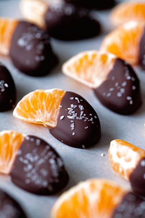 Salted Chocolate Dipped Mandarin Slices