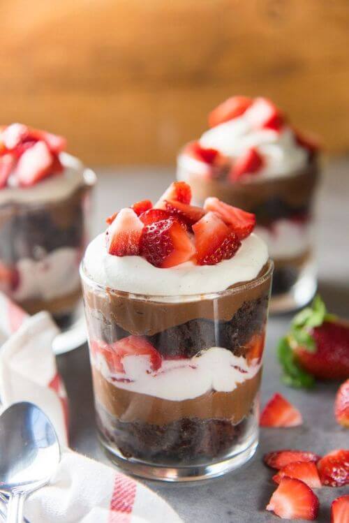 Strawberry Chocolate Brownie Trifle