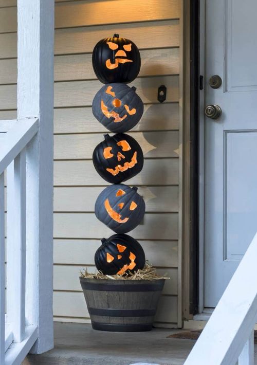 Lighted Pumpkin Topiary for Front Porch
