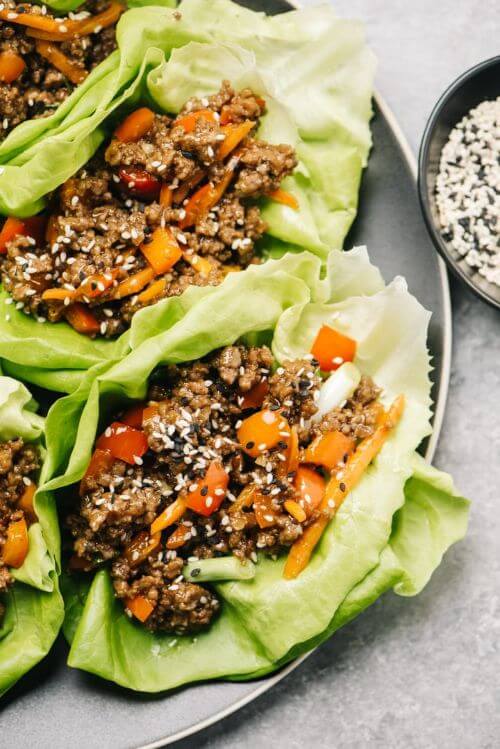 Asian-Style Ground Beef Lettuce Wraps