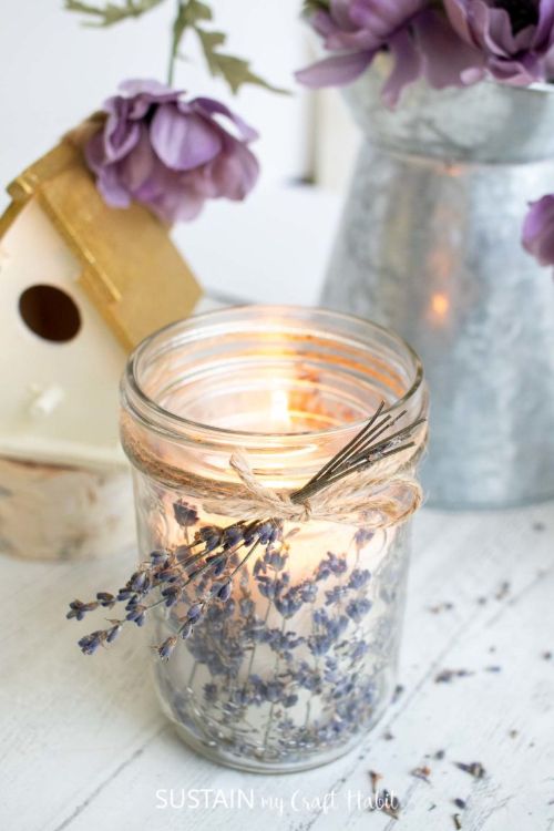 Mason Jar Candles with Lavender