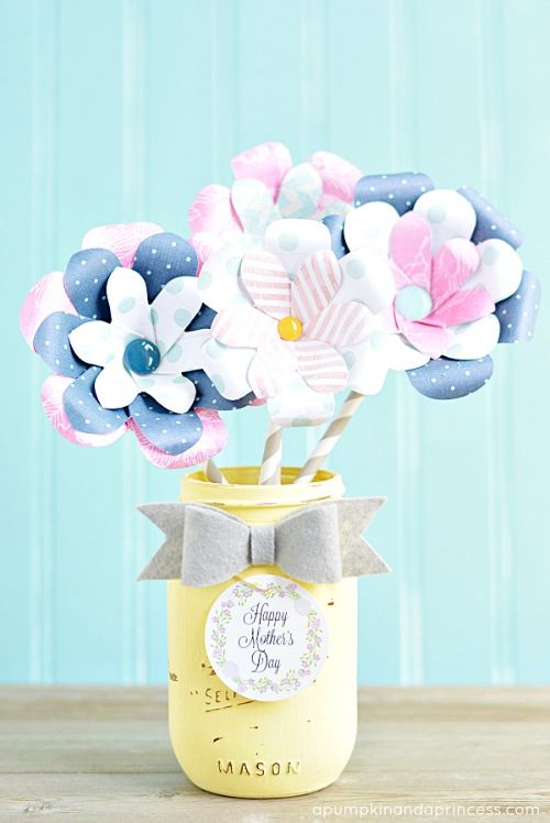 Paper Flower Mason Jar Vase