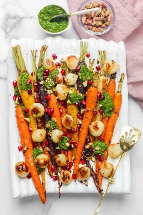 Roasted Carrots With Herb Chutney