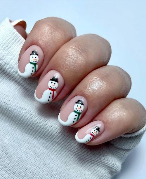 Snowman Christmas Nails
