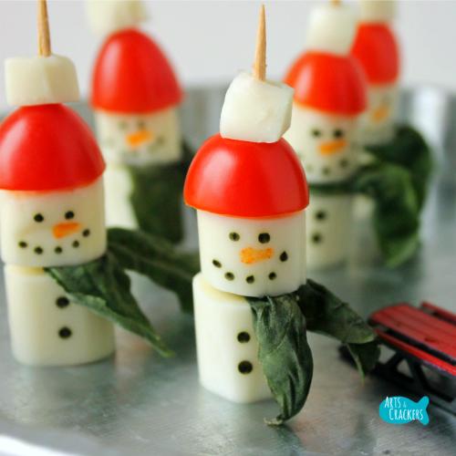 String Cheese Snowman Caprese Salad
