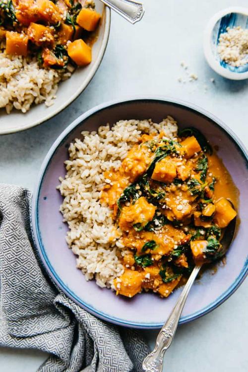 Vegan Butternut Squash Curry With Spinach