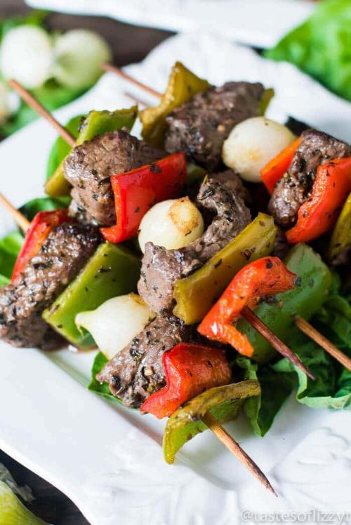 Christmas Kebabs with Beef and Peppers