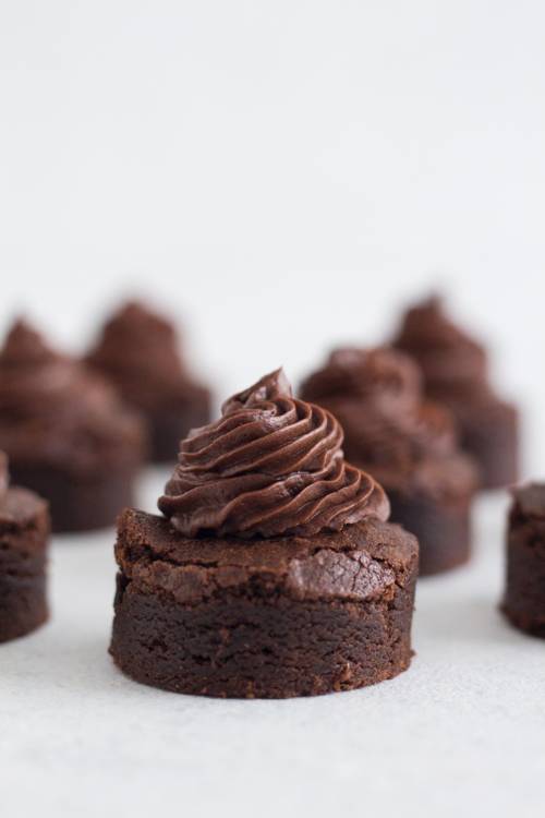 Brownie Bites with Whipped Chocolate Ganache