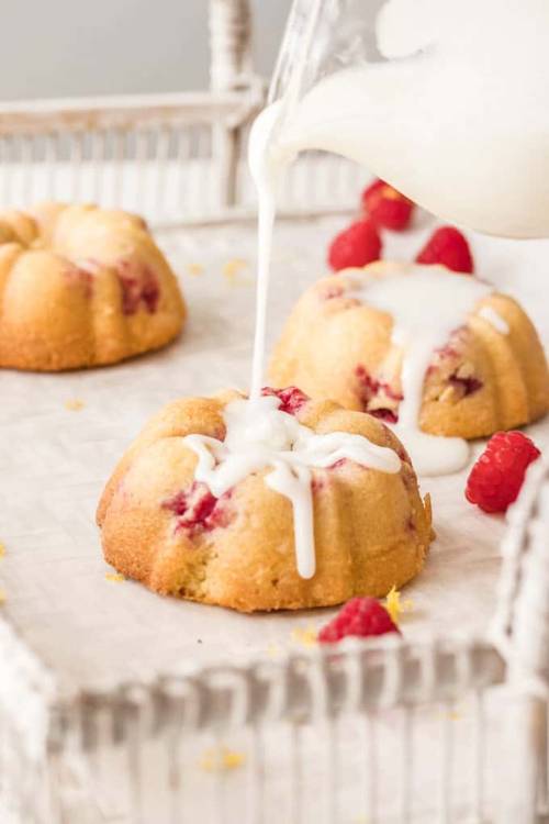 Lemon Raspberry Mini Bundt Cakes