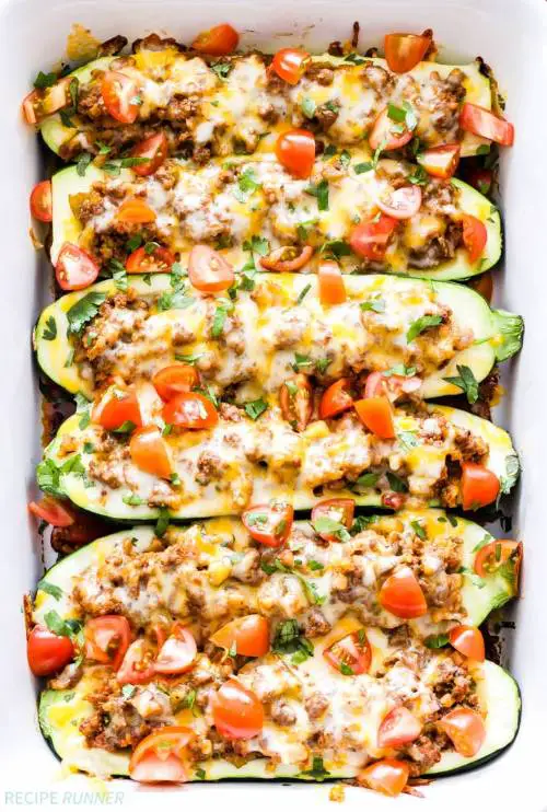 Cheesy Taco Stuffed Zucchini Boats