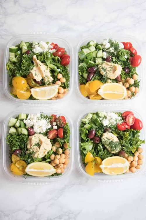 Greek Kale and Quinoa Salad Meal Prep Bowls
