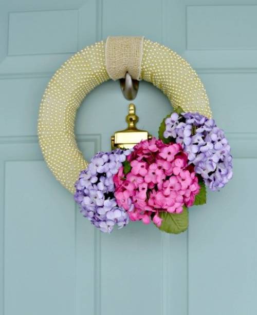 Pearl and Hydrangea Spring Wreath