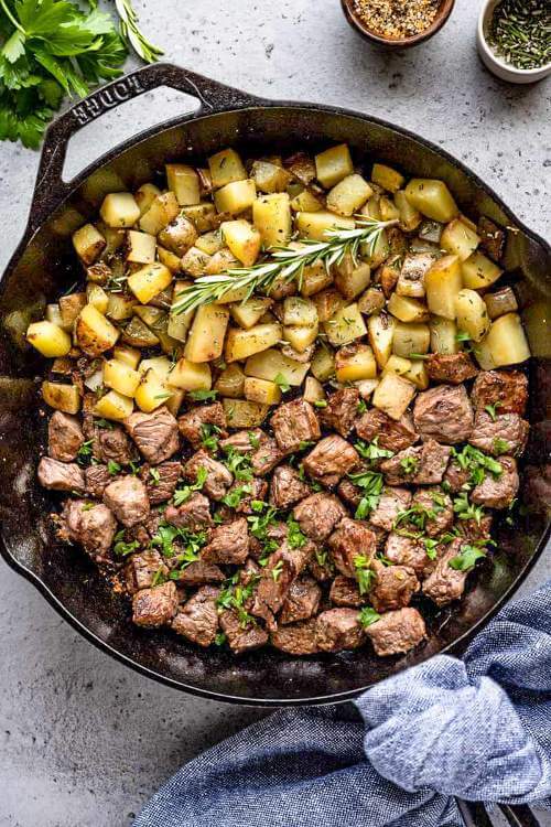 Steak Bites and Potatoes