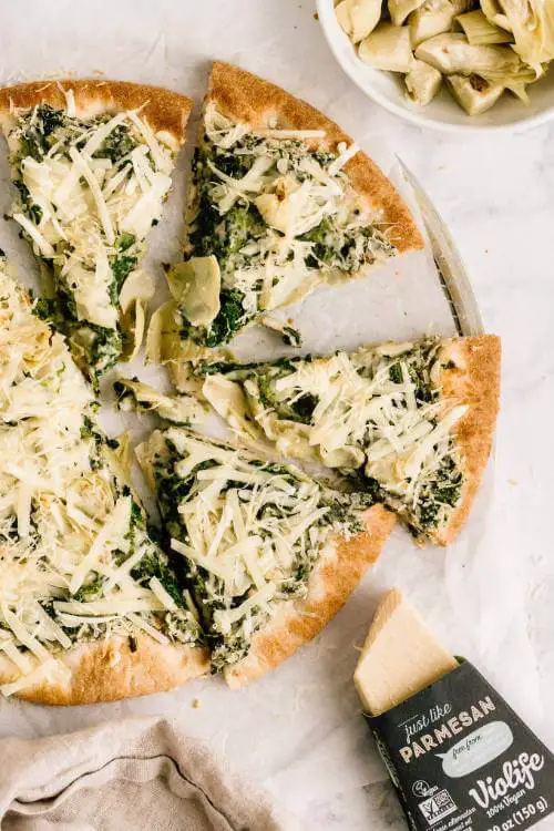 Vegan Spinach Artichoke Pizza