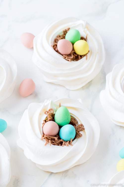 Meringue Nests with Chocolate Easter Eggs