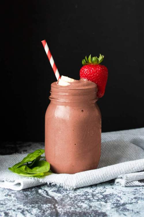 Strawberry Banana Spinach Protein Smoothie