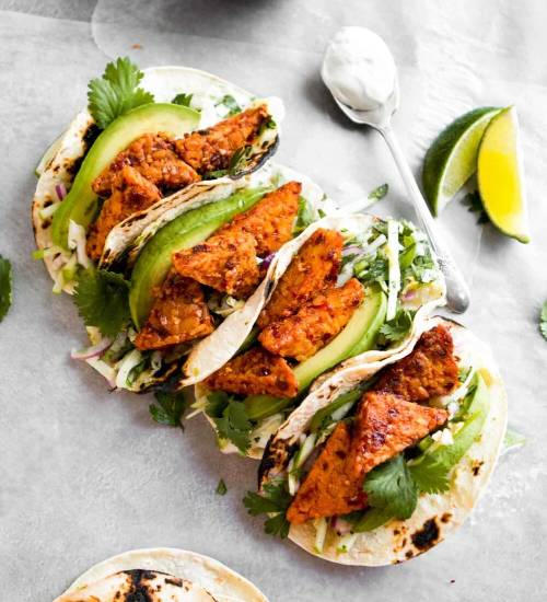 Chipotle Tempeh Tacos with Green Apple Slaw