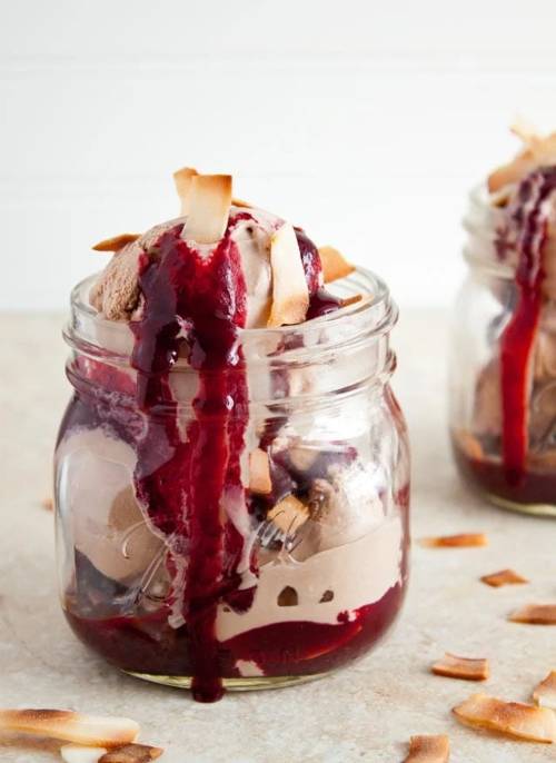Ice cream Sundae jars - Chocolate-Coconut + Mixed Berry Caramel