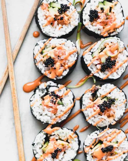 Spicy Salmon Sushi Rolls